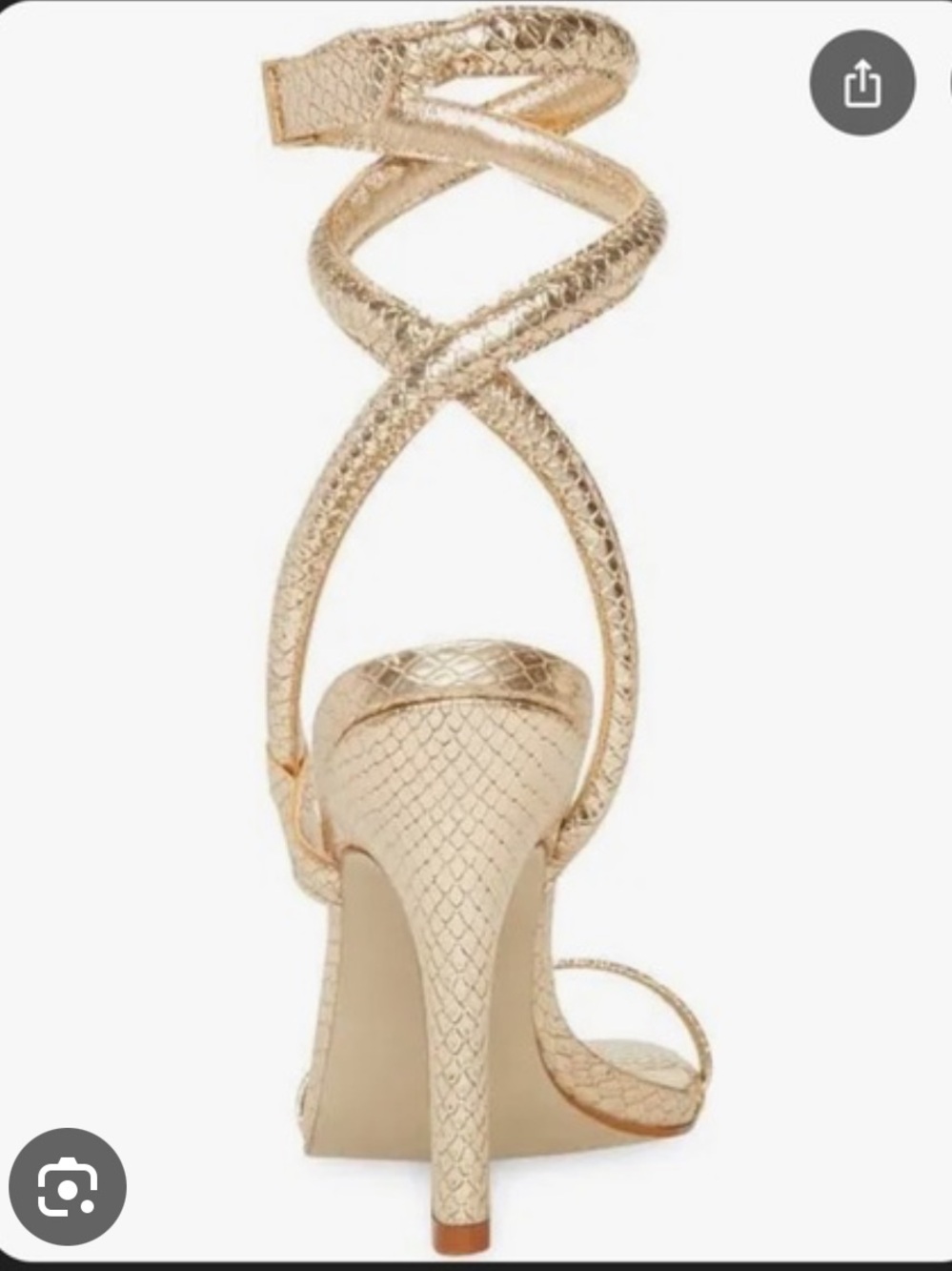 Steve Madden Scalia Metallic Gold Snake-Embossed Spiral Strap Heels. Size: 9.5 - Picture 3 of 13
